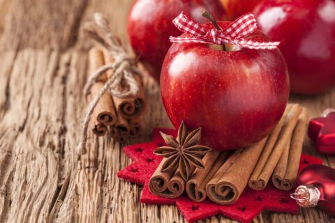 A apple in table