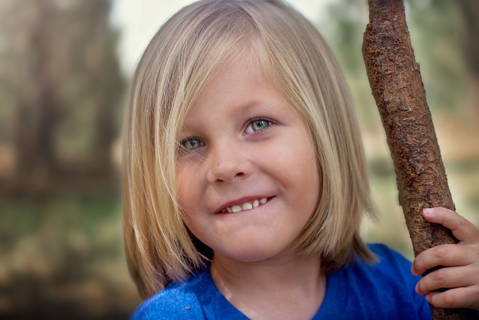 girl smiling happily